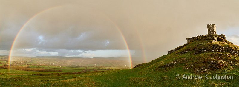 201103_G9_1010546-1010549 Panorama Medium.jpg - Brentor Church, and a rainbow!